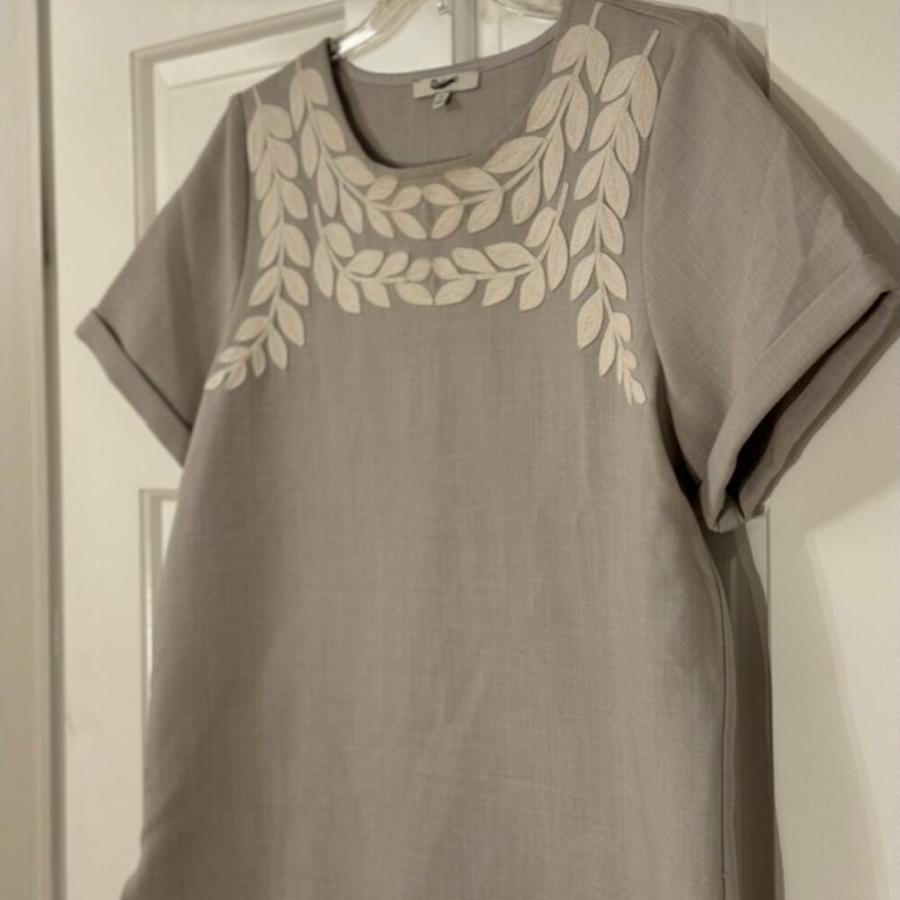 Madewell Gray & White Short-sleeve Top - Size M - Picture 2 of 4